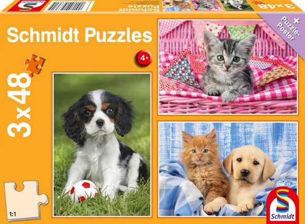 🧩 Schmidt Meine liebsten Haustierbabys Puzzle, 3x48 Teile für 4,10€ (statt 11€)