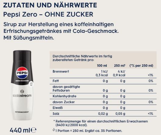 🥤 SodaStream Sirup Pepsi Zero Zucker (ergibt 9 Liter) ab 3,10€ (statt 4,29€)