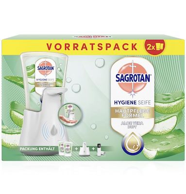 🧼 Sagrotan No-Touch Seifenspender inkl. 2x Aloe Vera Nachfüller ab 9,44€ (statt 12€)