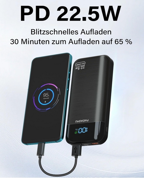 💥Paidashu Power Bank 27.000mAh 22,5W Schnellladefunktion für 14,99€ (statt 30€)