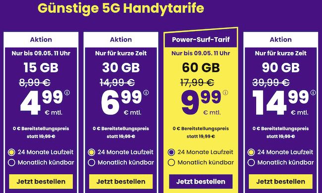 sim24 Allnet Flat mit 60GB 5G für NUR 9,99€ mtl. + monatlich kündbar!