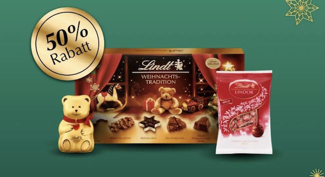 🍫 Lindt: 50% Rabatt auf Weihnachtsartikel   z.B. Weihnachtsmann Mütze für 7,50€ (statt 16€)