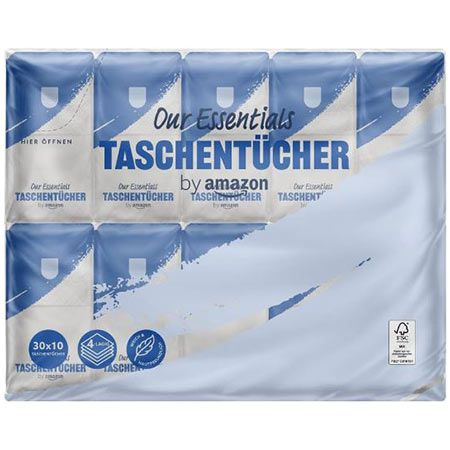 🤧 4 x 300er Pack by Amazon Taschentücher 4-lagig ab 10€ (statt 13€)