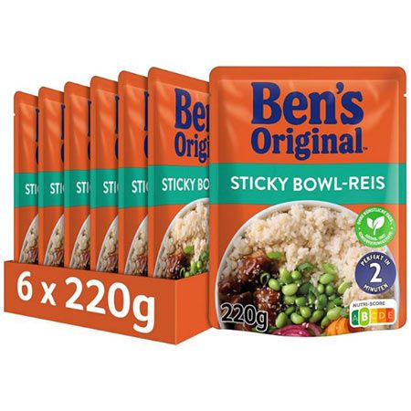 🍚 6er Pack Bens Original Express Sticky Bowl-Reis, je 220g ab 8,39€ (statt 14€)