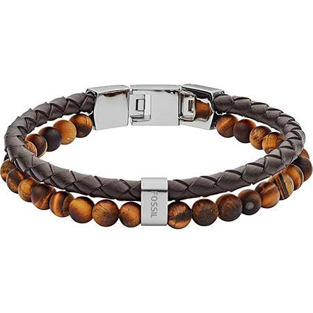 Fossil Vintage Casual Leder & Edelstahl Armband für 33,76€ (statt 41€)
