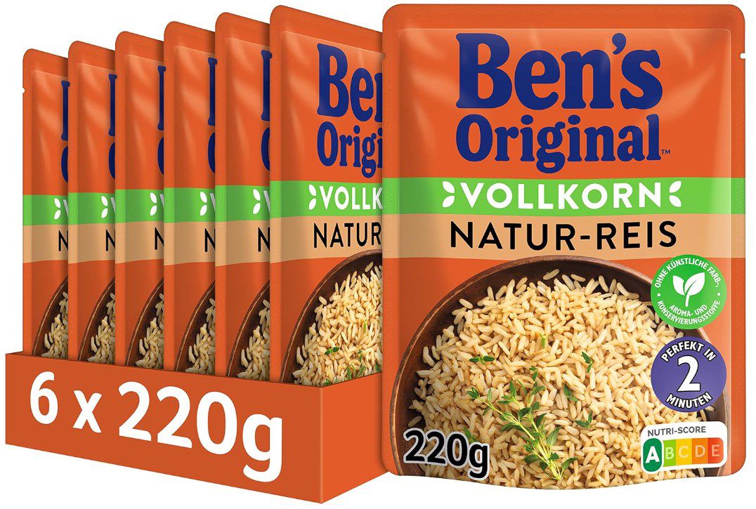 6x 220g Bens Original Express Reis Naturreis ab 8,89€ (statt 14€)