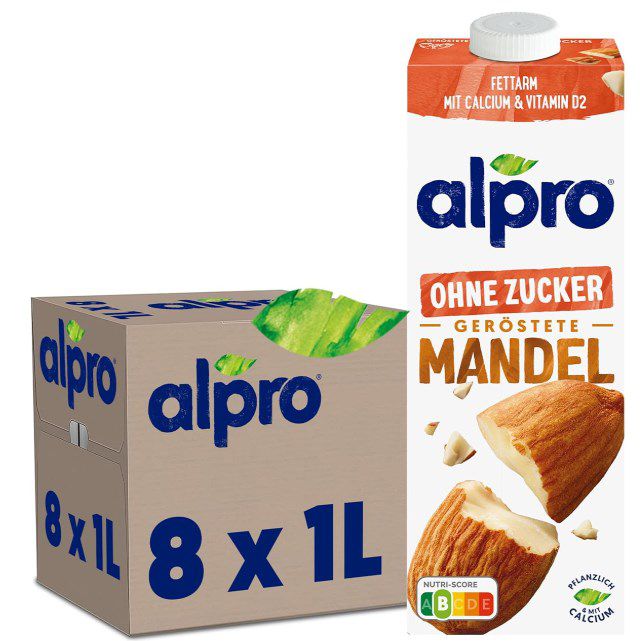 🥛 8x Alpro Mandeldrink ungesüßt vegan & laktosefrei ab 16,43€ (statt 22€)