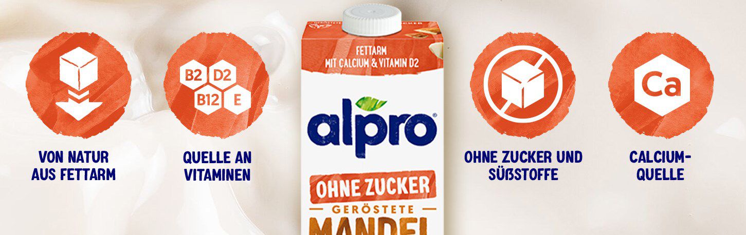 🥛 8x Alpro Mandeldrink ungesüßt vegan & laktosefrei ab 16,52€ (statt 20€)