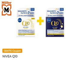 Couponplatz: 2x NIVEA Q10 Gesichtspflege o. Körperpflege kaufen, für das Günstigere Geld zurück