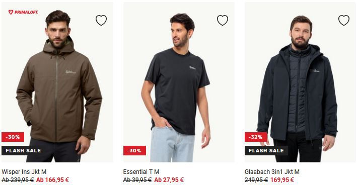 🔥 Jack Wolfskin Flash Sale bis  40% + 20% Extra   z.B. Daunenjacke 110€ (statt 148€)