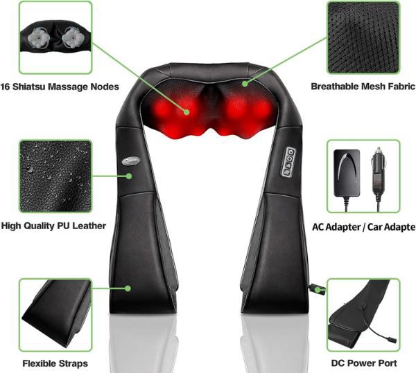 Cotsoco Shiatsu Nackenmassagegerät mit Heizfunktion für 23,79€ (statt 28€)