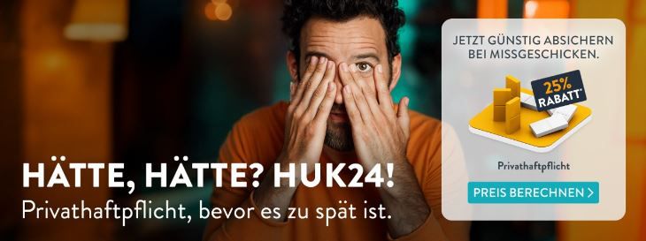 HUK24:  25% auf Privathaftpflicht & Hausrat oder 15% auf Unfall + 15€ Amazon Gutscheine