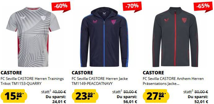 🏟️ SportSpar: Castore Bayer Leverkusen & SC Sevilla Fanartikel Sale ab 2,99€ + 5€ Gutschein