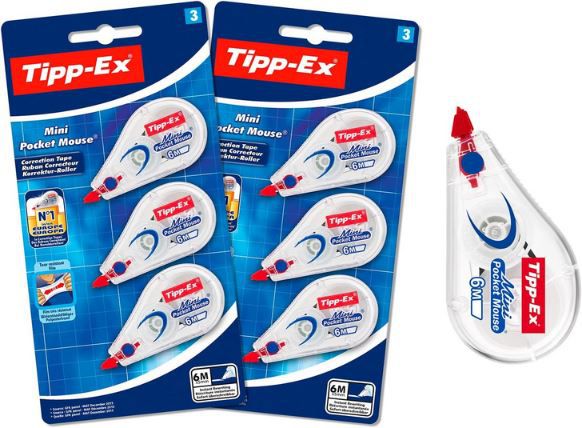 6er Pack Tipp Ex Mini Pocket Mouse Korrekturroller, 6m x 5mm für 10,68€ (statt 14€)