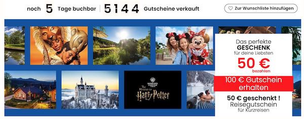🎁 Last Minute Geschenk 🎅 Travelcircus 100€ Wertgutschein für 50€ (übertragbar!)