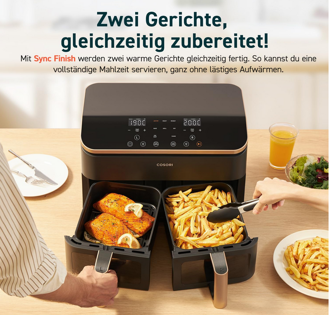 🍟COSORI CAF R903 Airfryer Doppelkorb 8,5l für 169,99€ (statt 200€)