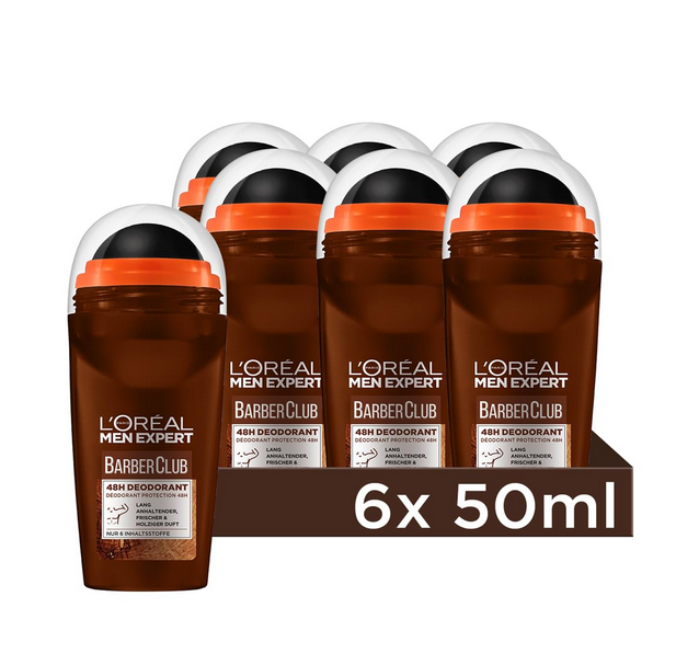 2x 6er Pack L’Oréal Barber Club Men Expert 48H Deoroller 50ml für 18,90€ (statt 27€)