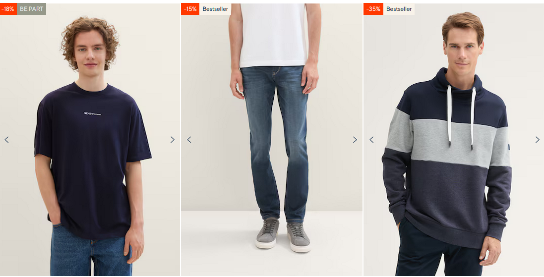 Tom Tailor Oster Sale bis 50% Rabatt + 30% extra Rabatt ab 120€ bis Mitternacht!