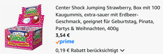 100er Center Shock Jumping Strawberry Box ab 3,54€ (statt 10€)