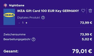 🛋️ 100€ IKEA Geschenkkarte für 79€