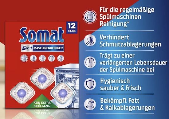 🧼 Somat Spülmaschinenreiniger Tabs Anti Kalk, 12 WL ab 6,64€ (statt 10€)