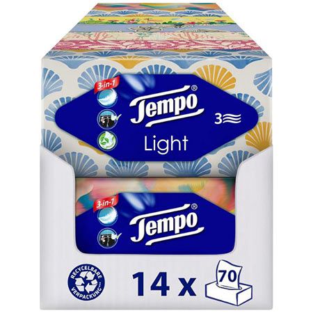 🤧 14 x 70er Pack Tempo Light Box Taschentücher ab 13,54€ (statt 18€)