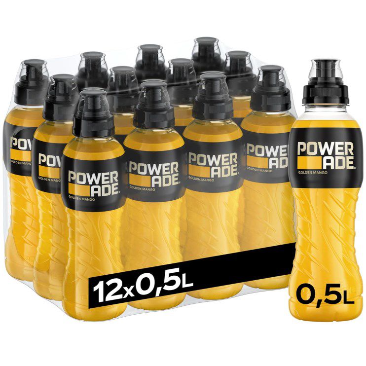 🥭 12x Powerade Sports Golden Mango kalorienarm 0,5L für 13,06€ (statt 18€)