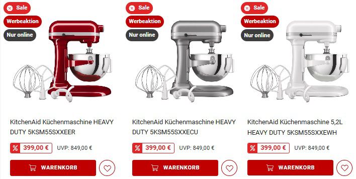 🔥 KitchenAid Heavy Duty Onyx in 4 Farben für 399€ (statt 552€)
