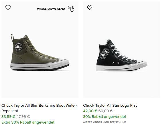 🔥👟 Converse Flash Sale bis zu 30% Rabatt   z.B. Chuck 70 für 33,59€ (statt 48€)