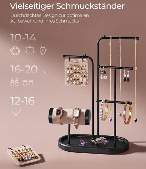 Songmics Schmuckständer aus Metall mit 4 Stangen für 13,99€ (statt 25€)