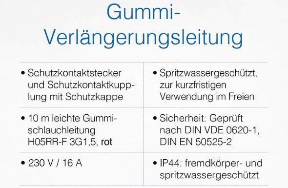 as Schwabe Gummi Verlängerungsleitung, 10m für 11,99€ (statt 19€)