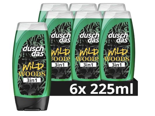 🧴 6x 225ml Duschdas 3 in 1 Duschgel & Shampoo Wild Woods für 6,41€ (statt 11€)