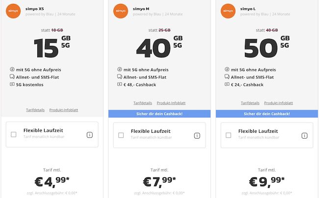 BÄM 🤯 simyo: o2 Allnet Flat mit 40GB 5G für nur 7,99€ mtl. + 48€ Cashback
