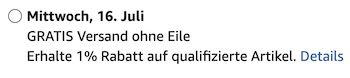 🔥 Amazon: 1% Rabatt auf Lieferungen ohne Eile