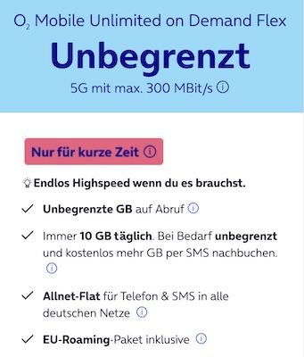 🔥 o2 Allnet Flat mit unlimited 5G für 19,99€ mtl.   Monatlich kündbar!