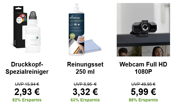 Druckerzubehör ohne Mehrwertsteuer + RIVAL Snackbox gratis ab 29,99€