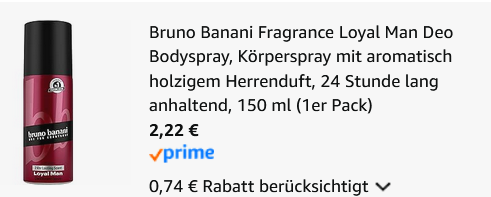 💨 Bruno Banani Fragrance Loyal Man Deo Bodyspray, 150ml ab 2,22€ 💨 Bruno Banani Fragrance Loyal Man Deo Bodyspray, 150ml ab 2,22€