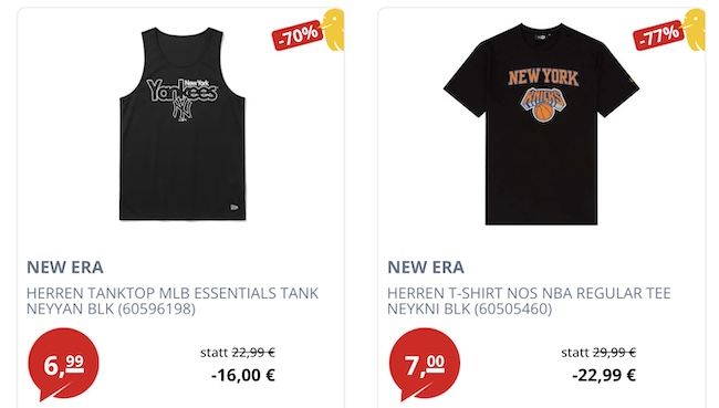 👕🧢 New Era Sale bei Picksport   z.B. Shirts ab nur 7€