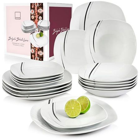 🍽️ Sänger Bilgola Black Lines Tafelservice, 18 tlg. für 51,43€ (statt 70€)