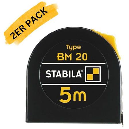 📏 2 x Stabila BM20 Taschenbandmaß mit 5m für 9,98€ (statt 24€)