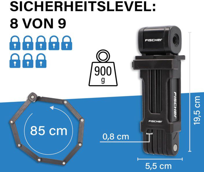 🔒 FISCHER Fahrrad Faltschloss inkl. Halterung für 10,99€ (statt 16€)