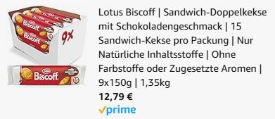🍪 9x Lotus Biscoff Sandwich Doppelkekse Schoko für 12,78€ (statt 16€)