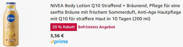 🧴 NIVEA Body Lotion Q10 Straffend + Bräunend ab 3,56€ (statt 4,50€)