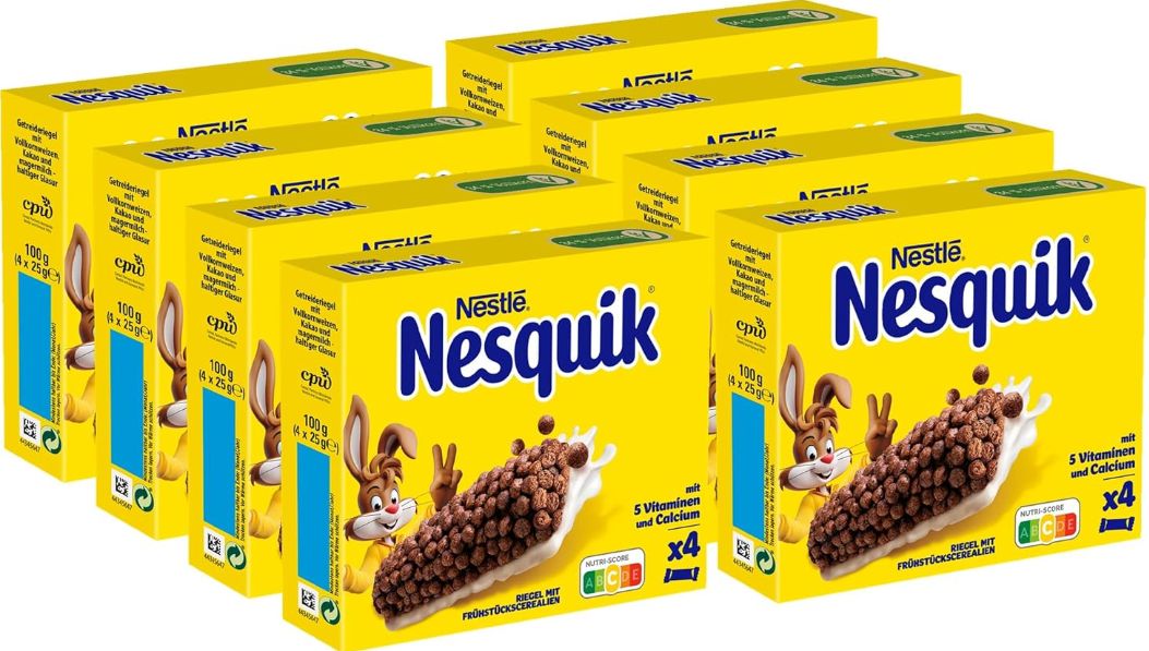 Nestlé Nesquik Riegel, Cerealien mit Vollkorn Weizen, 32 Riegel für 9,99€ (statt 14€)