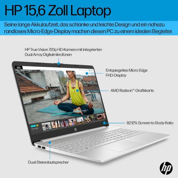 💻 HP (6Z9D4EA) 15,6 FHD Laptop mit Ryzen 5 5500U für 379€ (statt 599€)