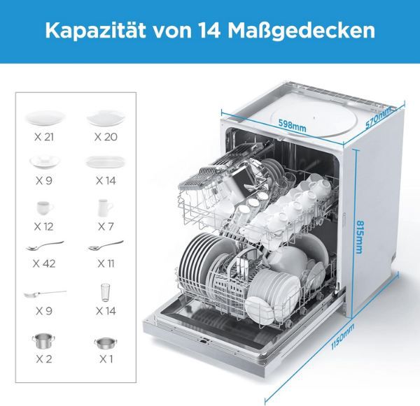 Midea MDWEU1435XSS W Unterbau Geschirrspüler mit WiFi, 60cm für 339,15€ (statt 410€)