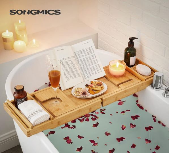 🛁 Songmics Badewannenablage aus Bambus, verstellbar für 19,90€ (statt 34€)