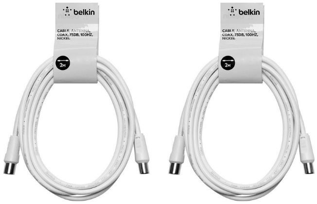 📺 2 x 2m Belkin Koaxial Antennenkabel, 75dB, 100Hz für 9,99€ (statt 14€)
