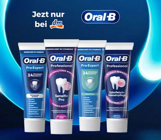 Wieder da! Oral B Zahnpasta gratis ausprobieren   ab 16.06.