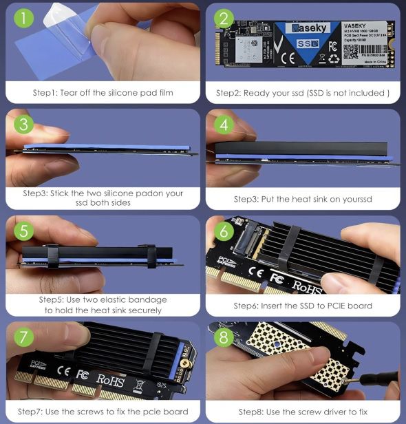 NVME Adapter PCIe x16 mit Kühlkörper für 8,95€ (statt 13€)